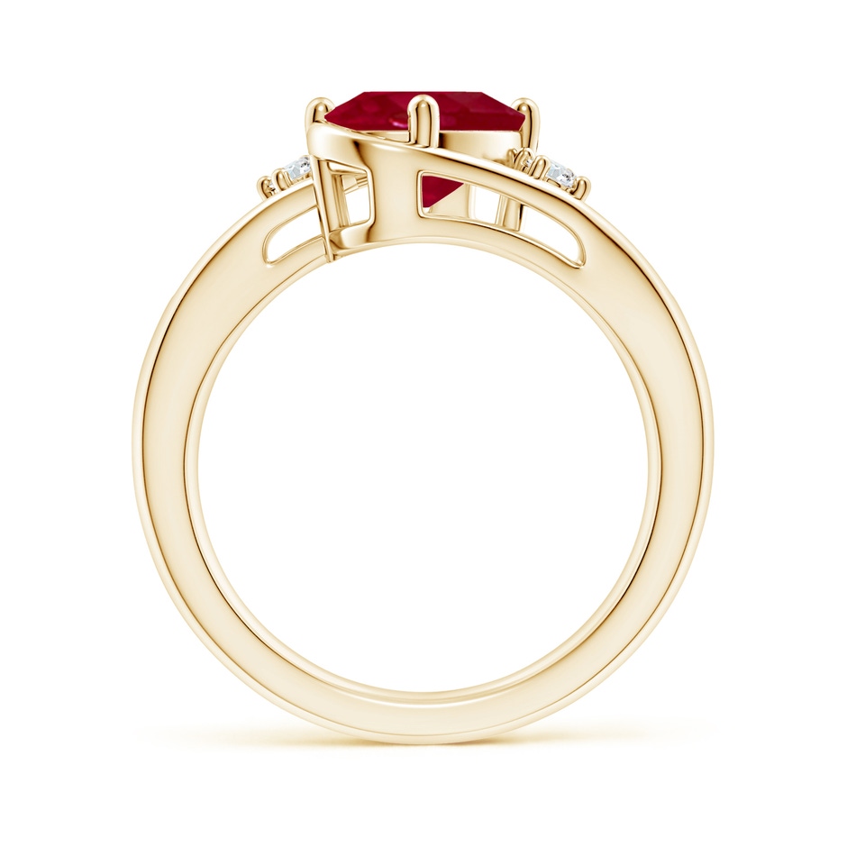 9x7mm AA Ruby and Diamond Split Shank Ring in Yellow Gold side 199