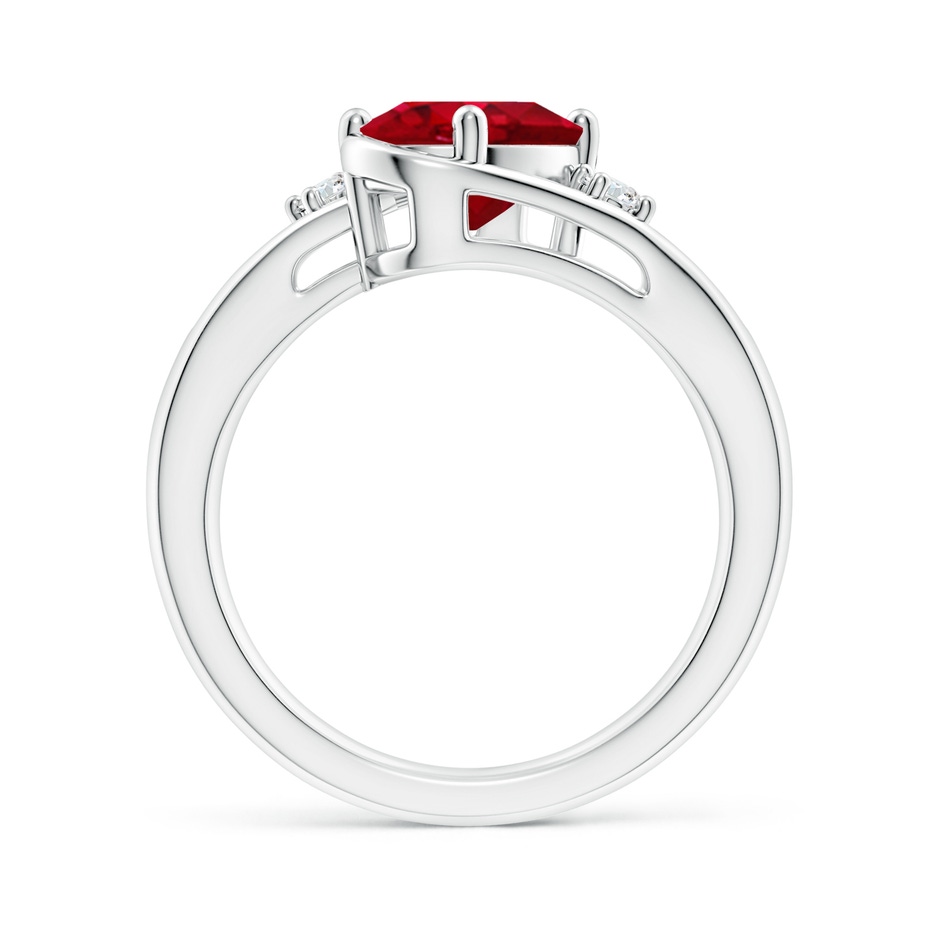 9x7mm AAA Ruby and Diamond Split Shank Ring in P950 Platinum side 199