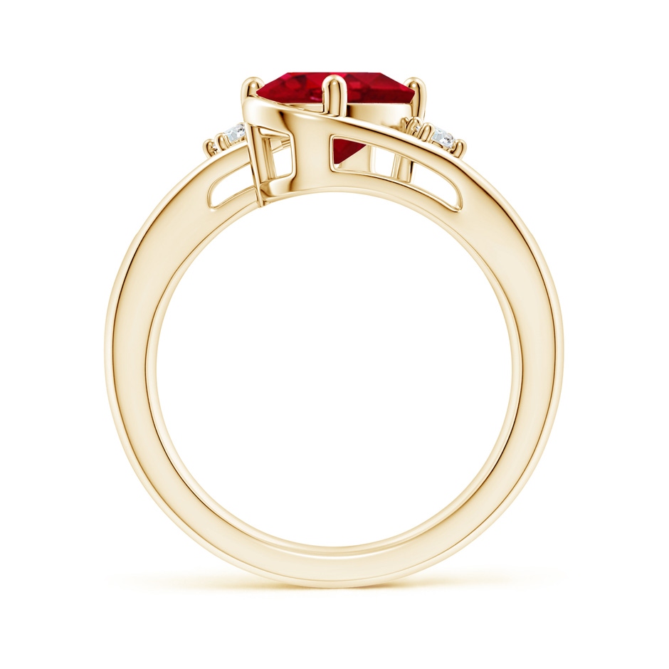 9x7mm AAA Ruby and Diamond Split Shank Ring in Yellow Gold side 199