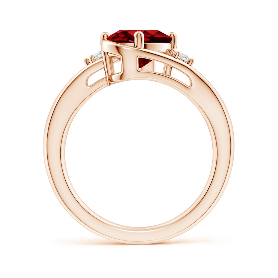 9x7mm AAAA Ruby and Diamond Split Shank Ring in Rose Gold side 199