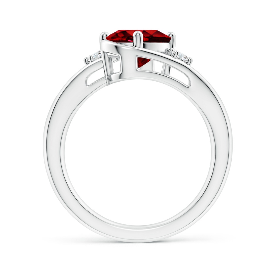 9x7mm AAAA Ruby and Diamond Split Shank Ring in White Gold side 199