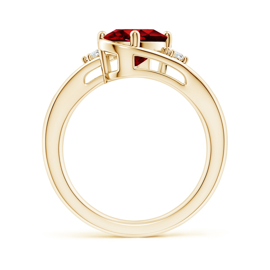 9x7mm AAAA Ruby and Diamond Split Shank Ring in Yellow Gold side 199