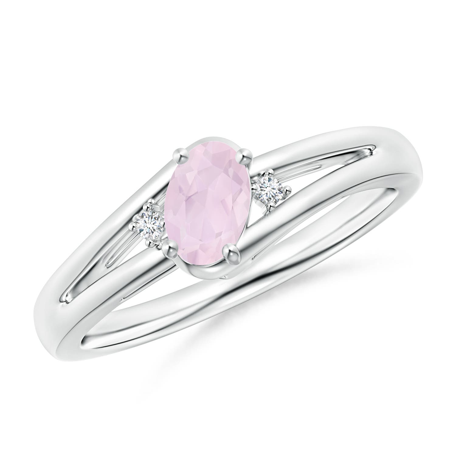 A - Rose Quartz / 0.4 CT / 14 KT White Gold