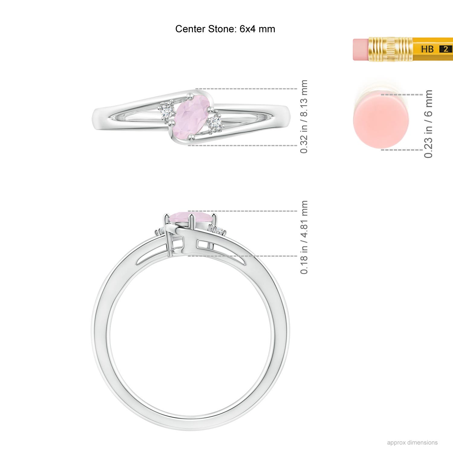 A - Rose Quartz / 0.4 CT / 14 KT White Gold