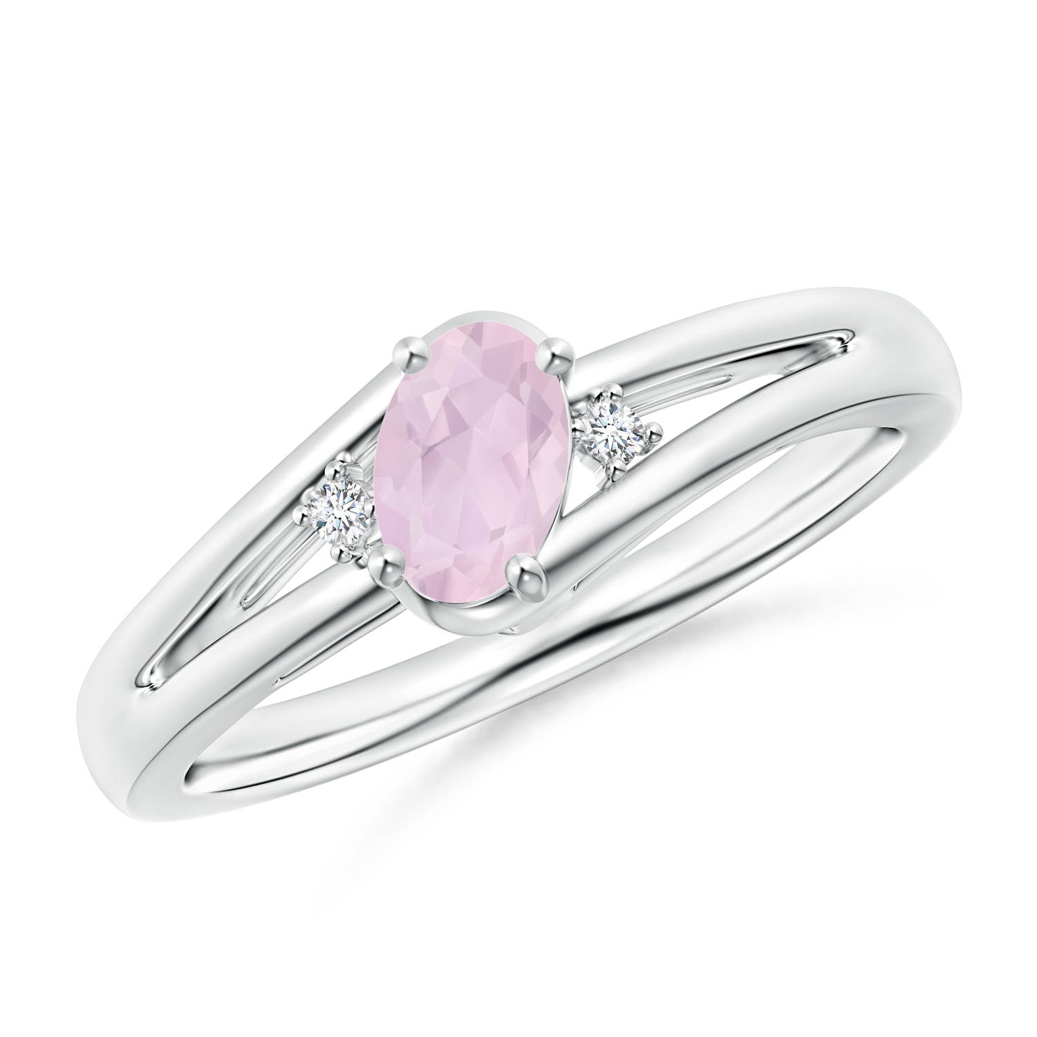 AA - Rose Quartz / 0.4 CT / 14 KT White Gold