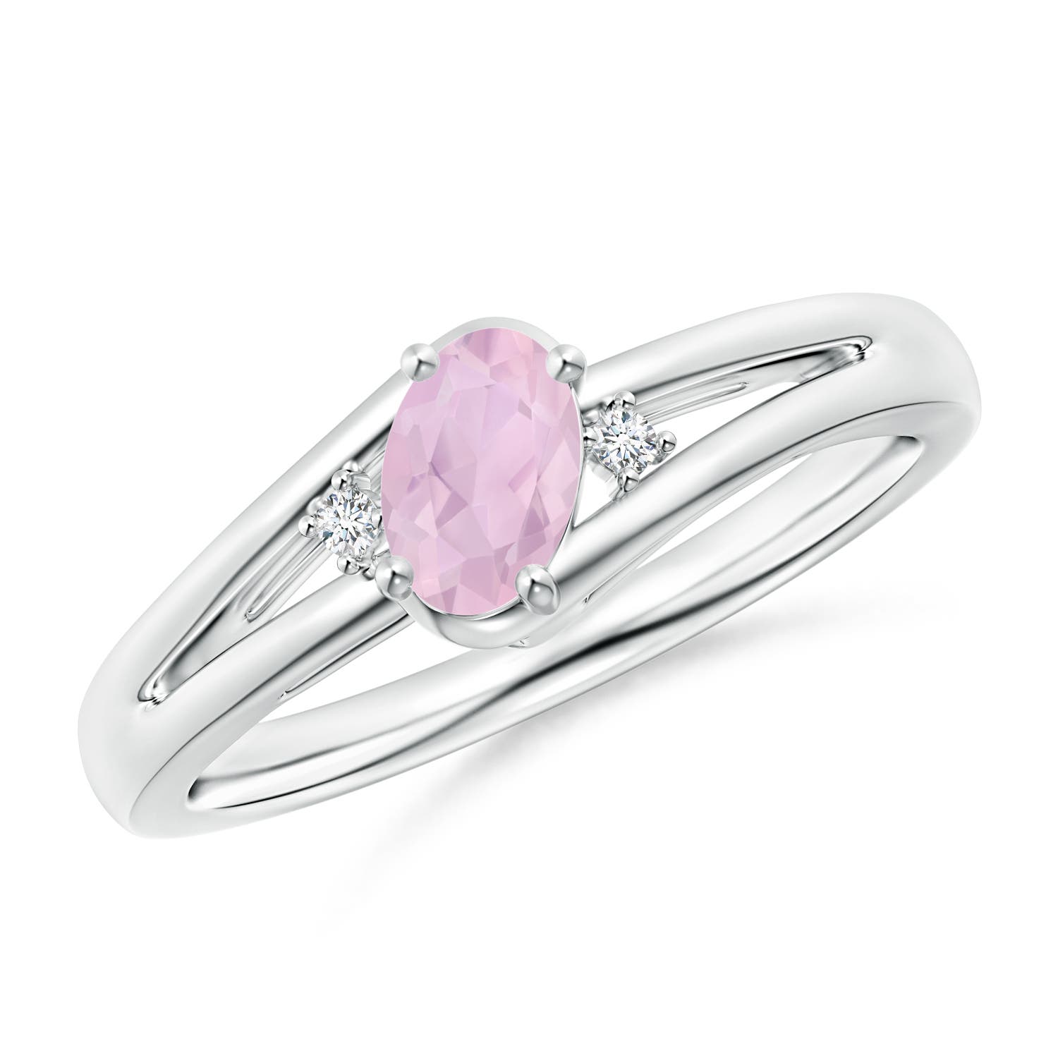 AAA - Rose Quartz / 0.4 CT / 14 KT White Gold