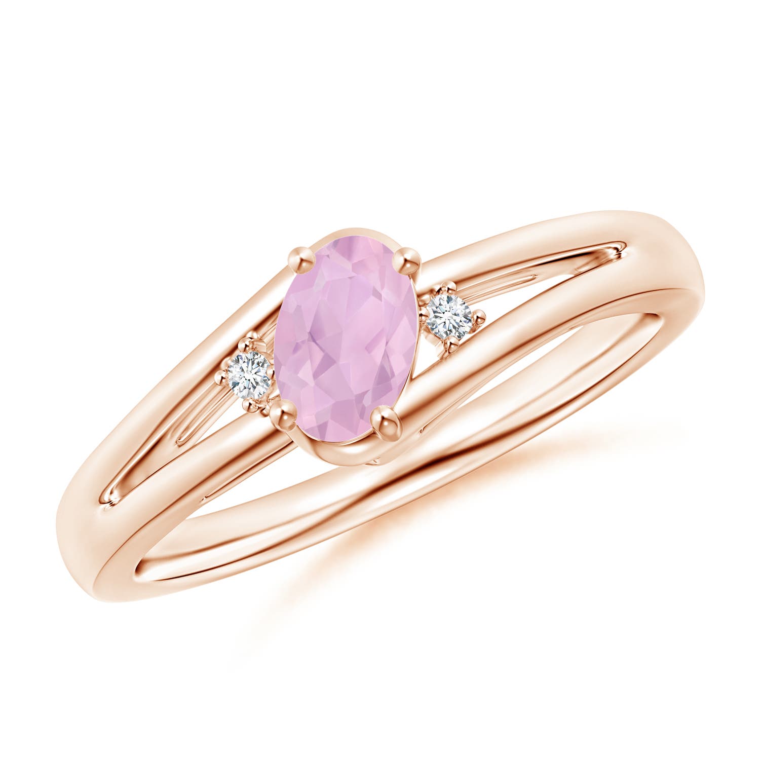 AAAA - Rose Quartz / 0.4 CT / 14 KT Rose Gold