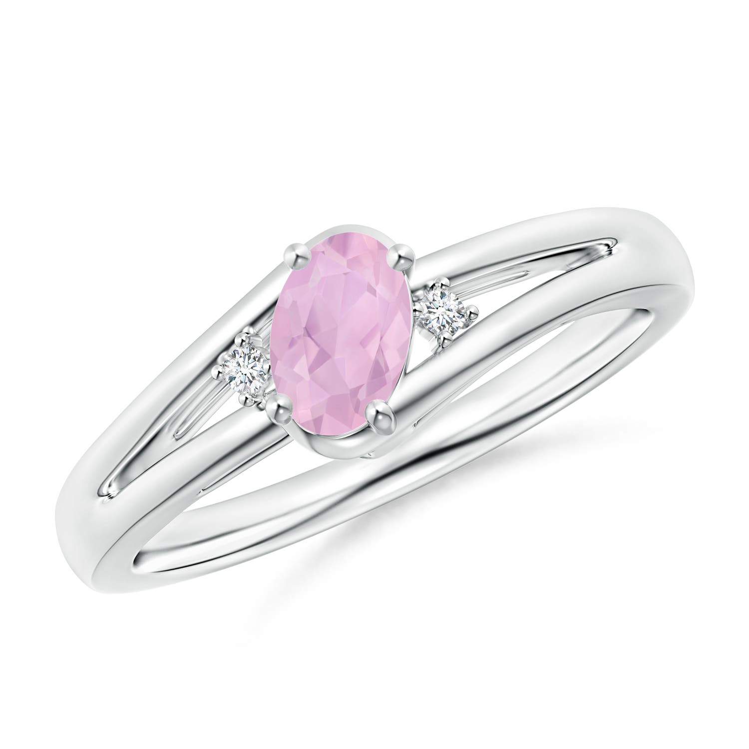 AAAA - Rose Quartz / 0.4 CT / 14 KT White Gold