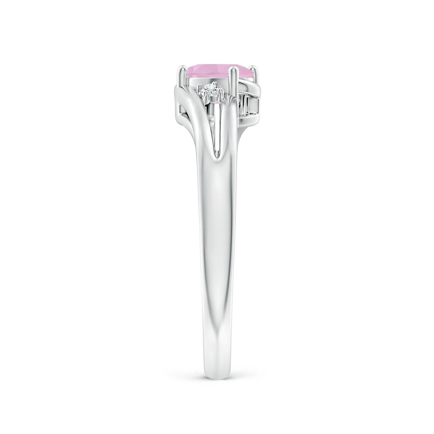 AAAA - Rose Quartz / 0.4 CT / 14 KT White Gold