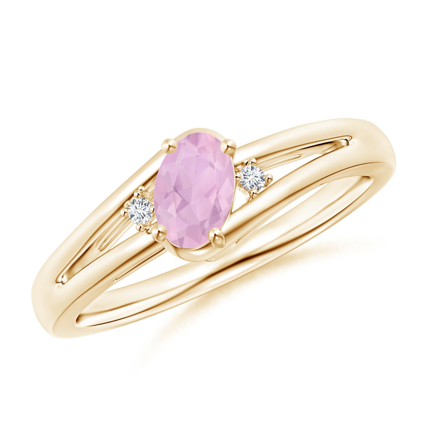 AAAA - Rose Quartz / 0.4 CT / 14 KT Yellow Gold