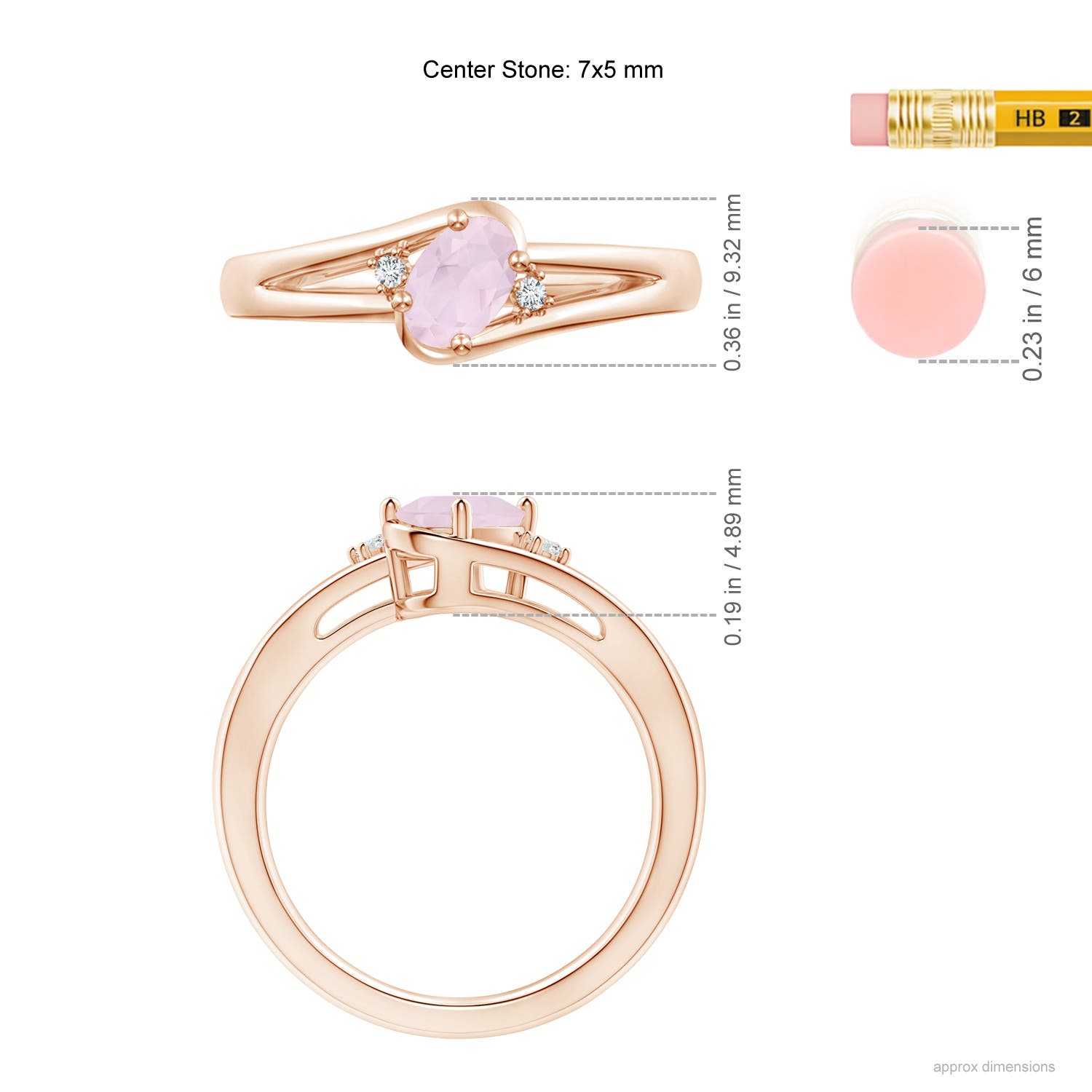 A - Rose Quartz / 0.74 CT / 14 KT Rose Gold