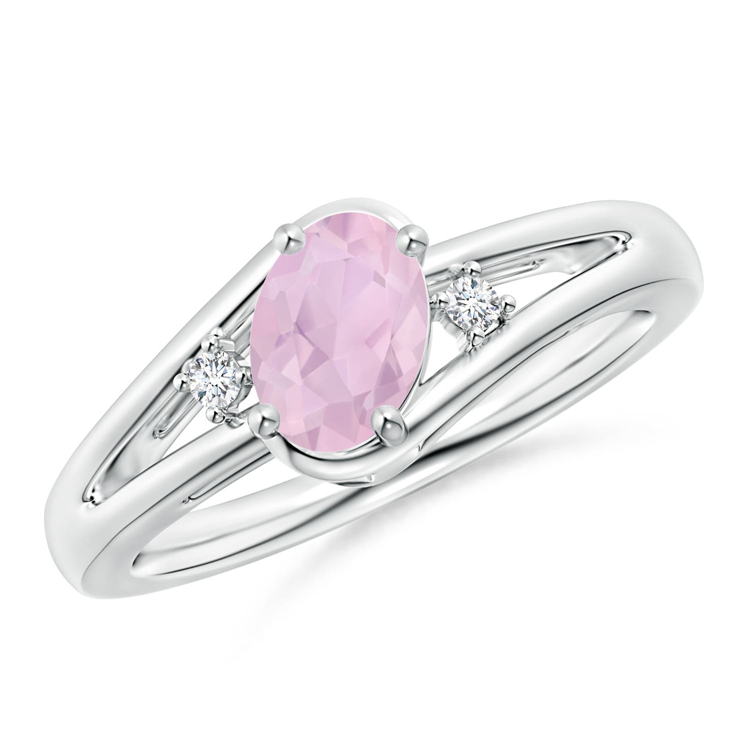 AAA - Rose Quartz / 0.74 CT / 14 KT White Gold