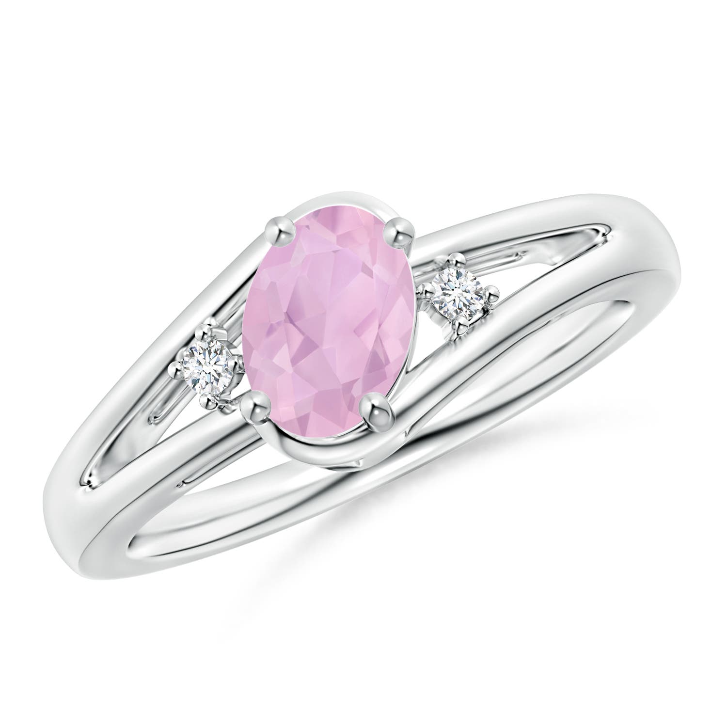 AAAA - Rose Quartz / 0.74 CT / 14 KT White Gold