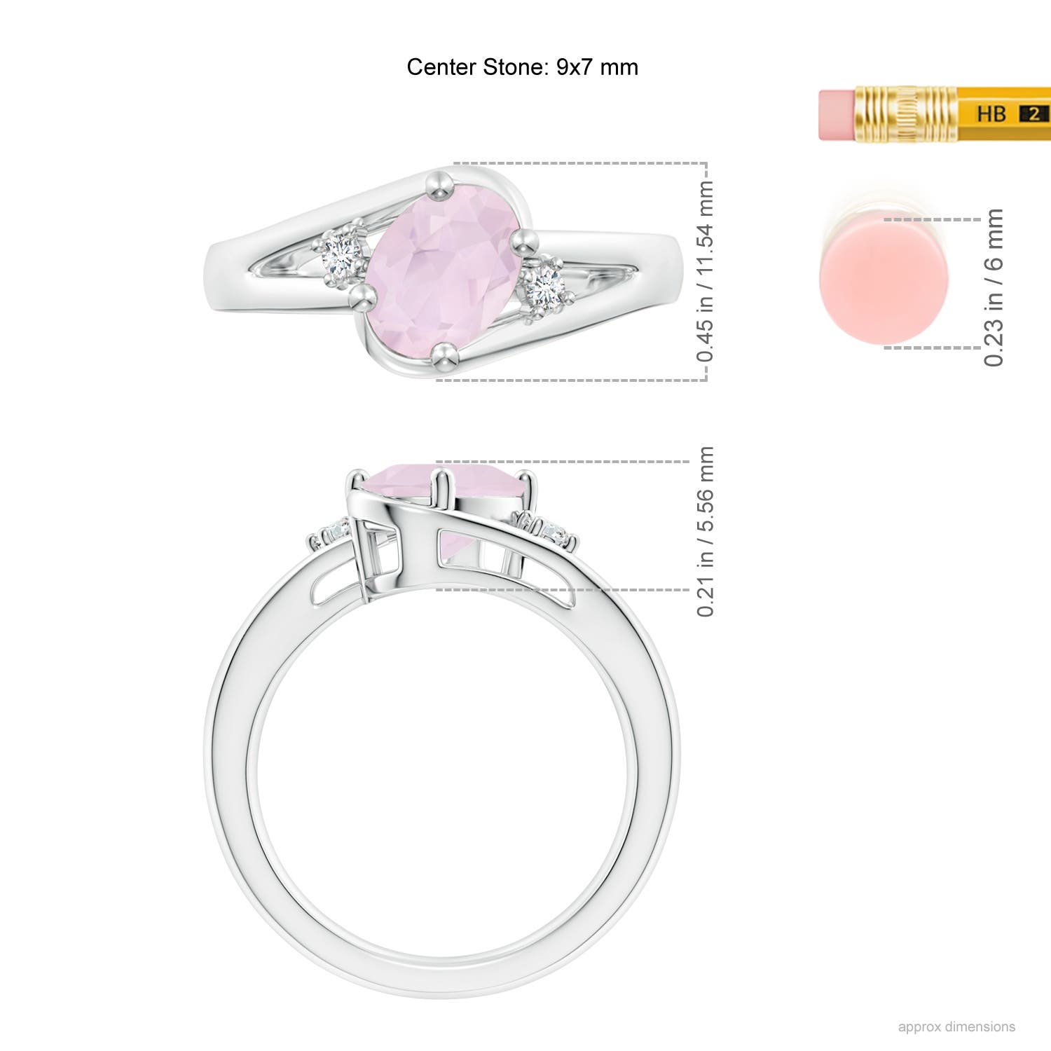 A - Rose Quartz / 1.59 CT / 14 KT White Gold