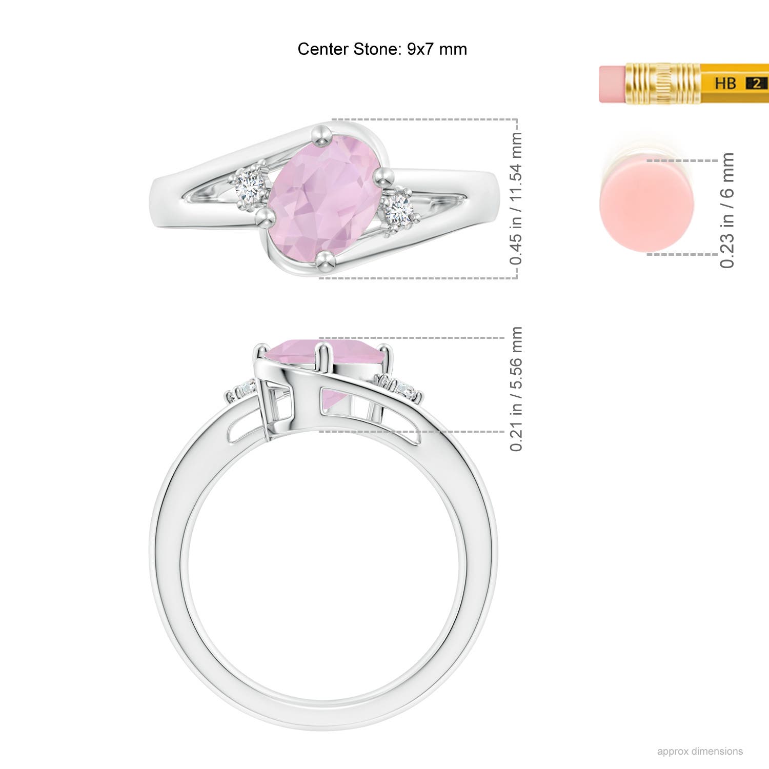 AAA - Rose Quartz / 1.59 CT / 14 KT White Gold