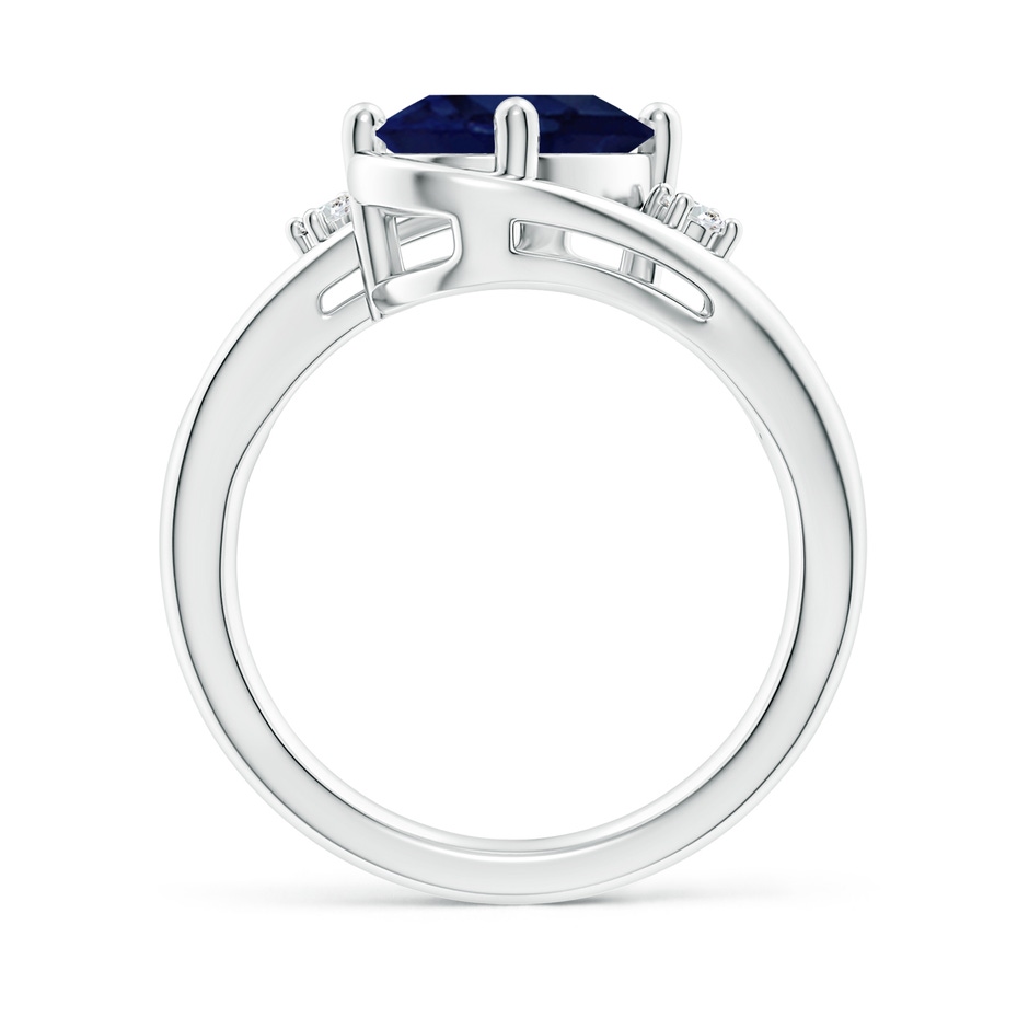 10x8mm A Blue Sapphire and Diamond Split Shank Ring in P950 Platinum side 199