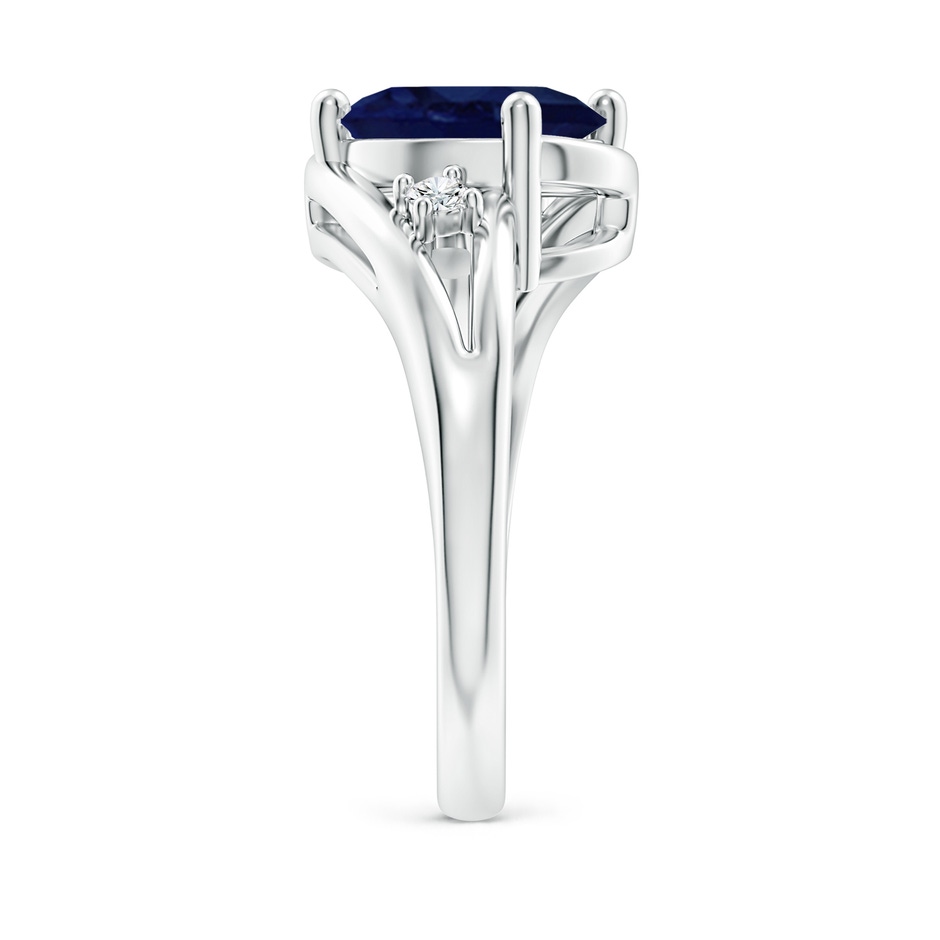 10x8mm A Blue Sapphire and Diamond Split Shank Ring in P950 Platinum side 299