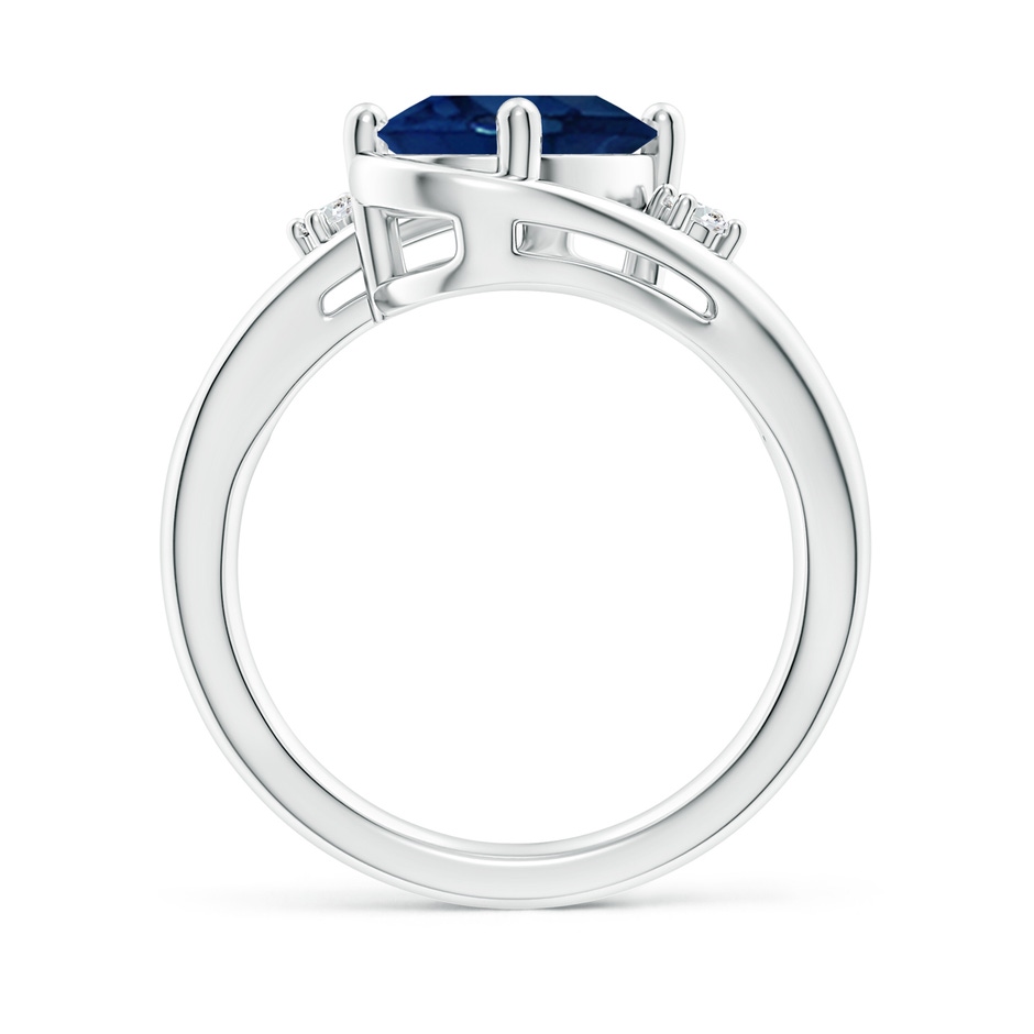 10x8mm AA Blue Sapphire and Diamond Split Shank Ring in P950 Platinum side 199