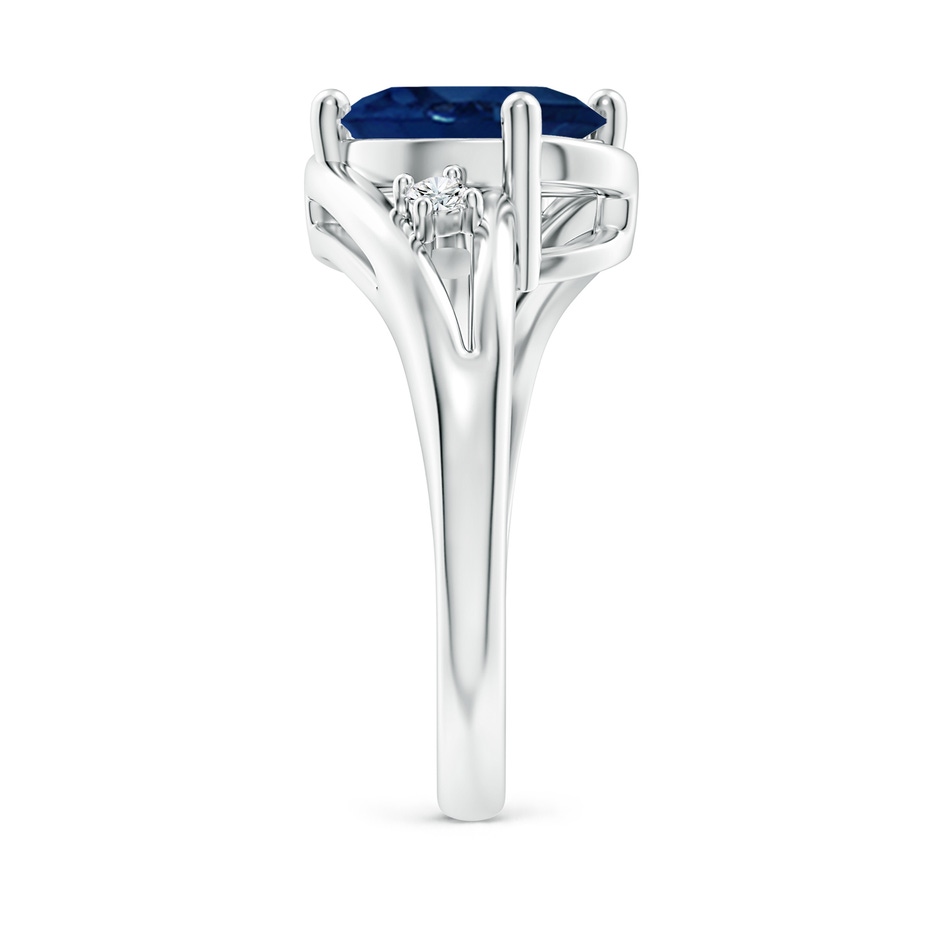 10x8mm AA Blue Sapphire and Diamond Split Shank Ring in P950 Platinum side 299