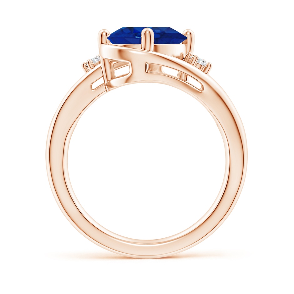10x8mm AAA Blue Sapphire and Diamond Split Shank Ring in Rose Gold side 199