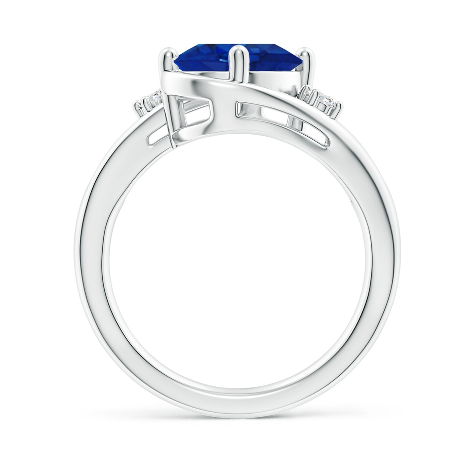 10x8mm AAA Blue Sapphire and Diamond Split Shank Ring in White Gold side 199