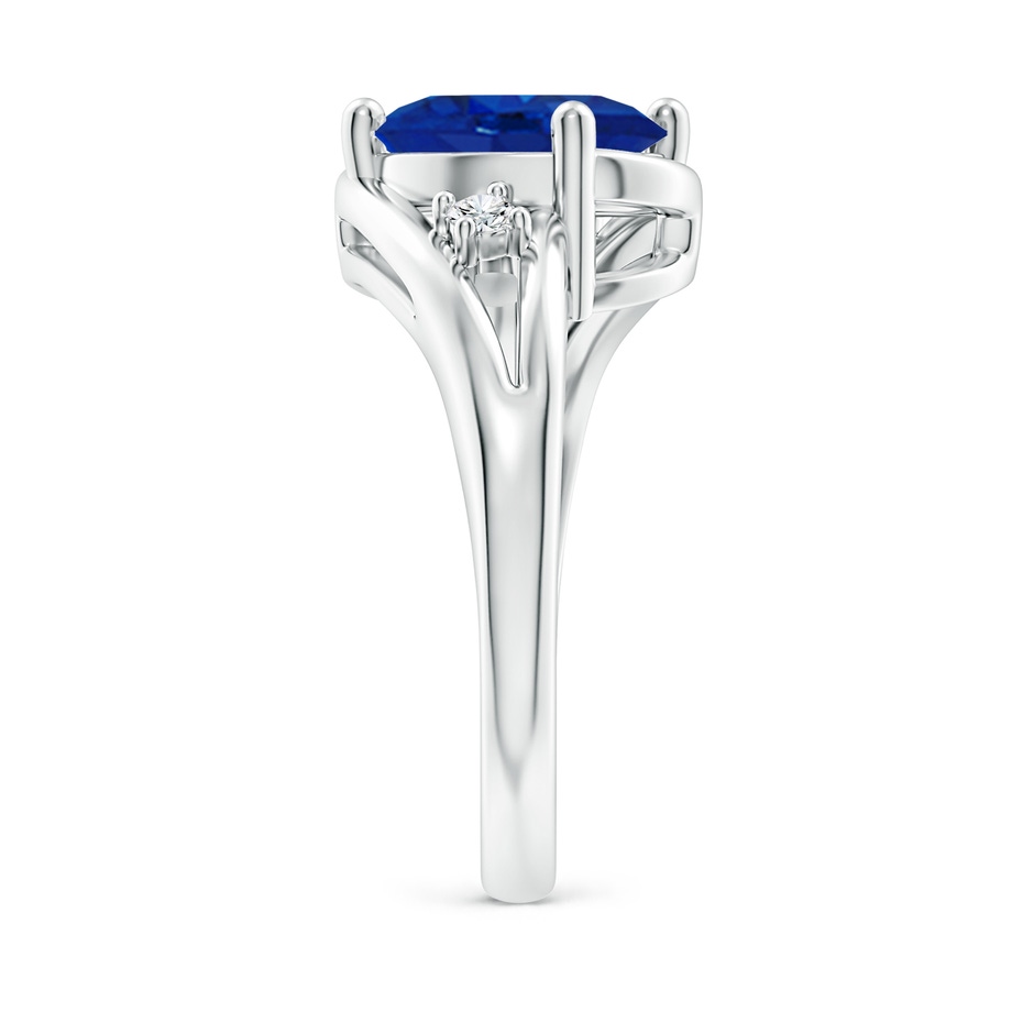 10x8mm AAA Blue Sapphire and Diamond Split Shank Ring in White Gold side 299