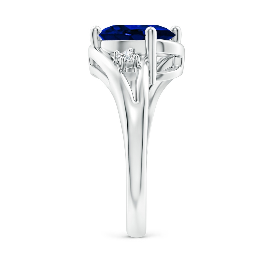 10x8mm Lab-Grown Blue Sapphire and Diamond Split Shank Ring in P950 Platinum side 299