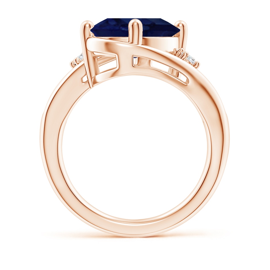 12x10mm A Blue Sapphire and Diamond Split Shank Ring in Rose Gold side 199