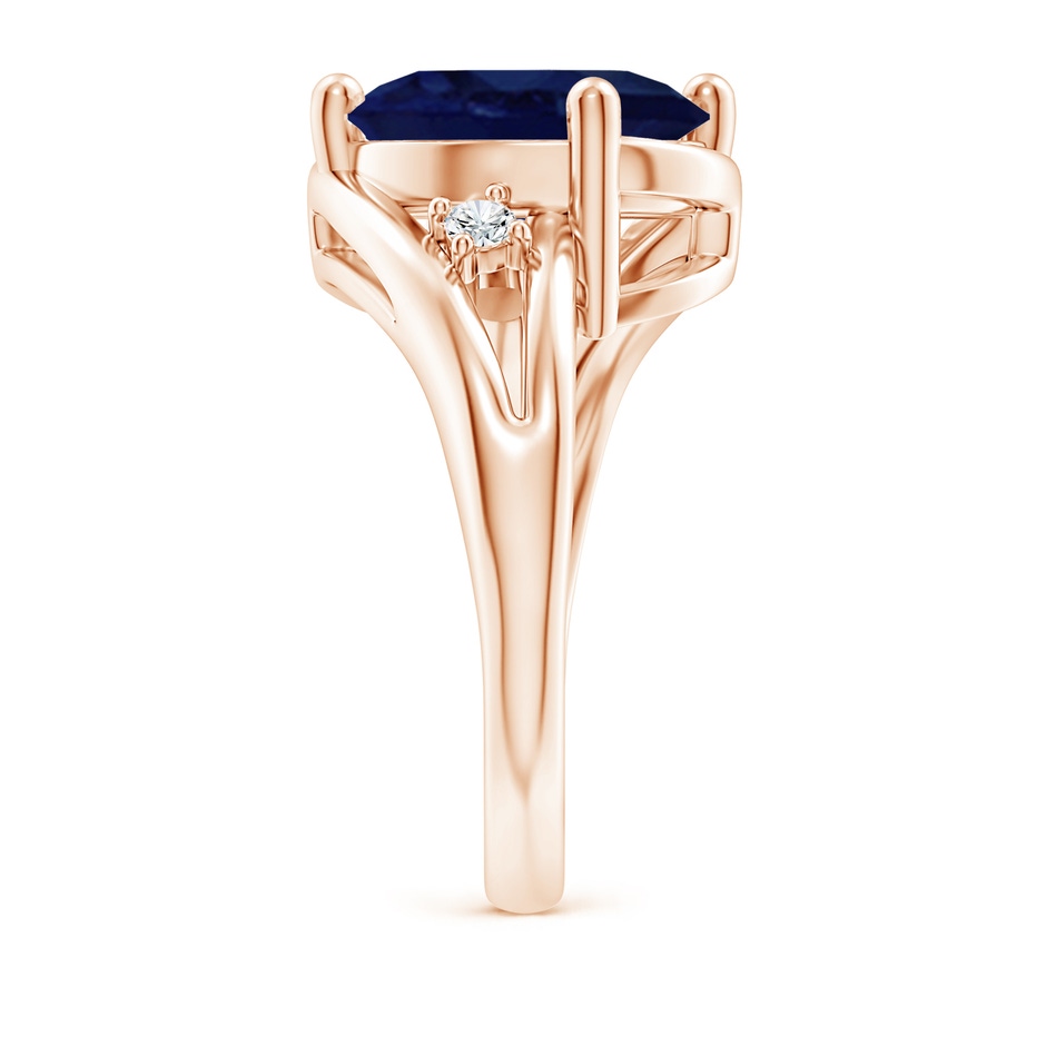 12x10mm A Blue Sapphire and Diamond Split Shank Ring in Rose Gold side 299