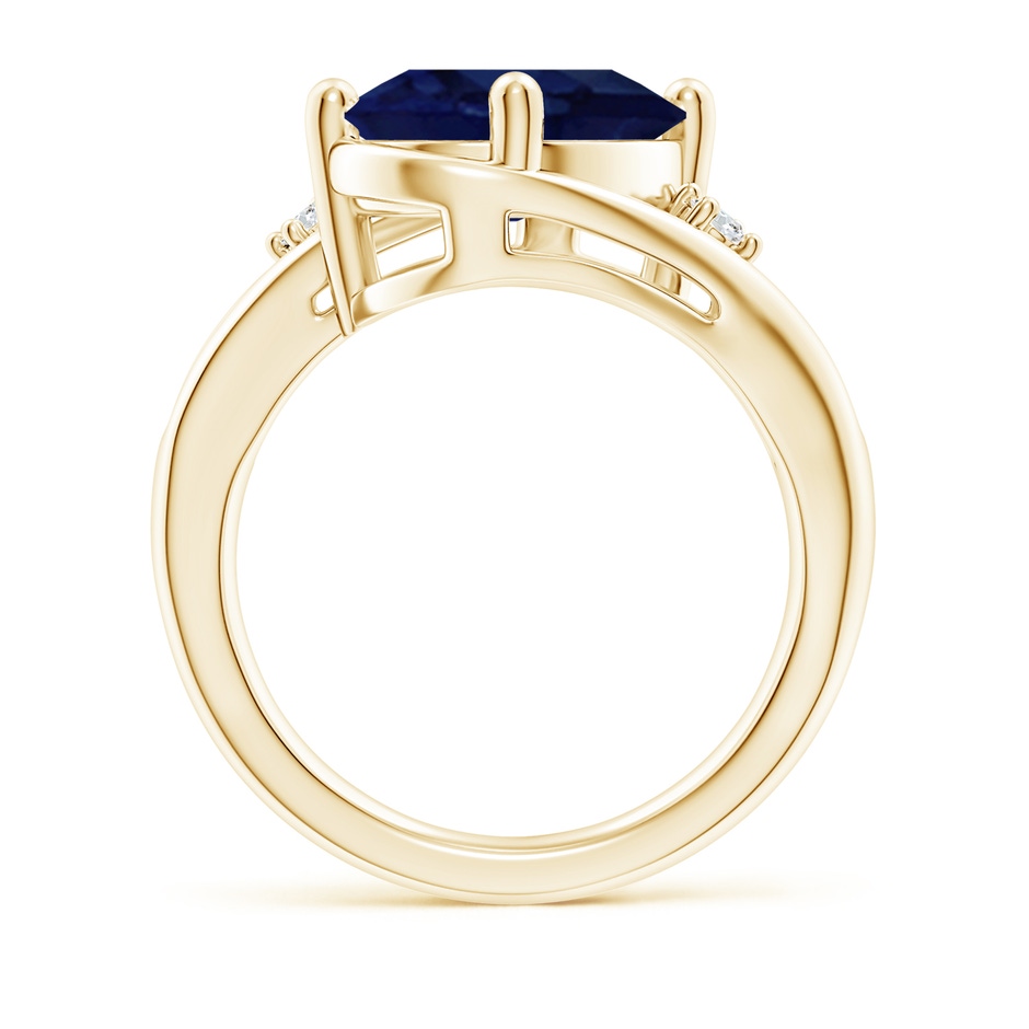 12x10mm A Blue Sapphire and Diamond Split Shank Ring in Yellow Gold side 199