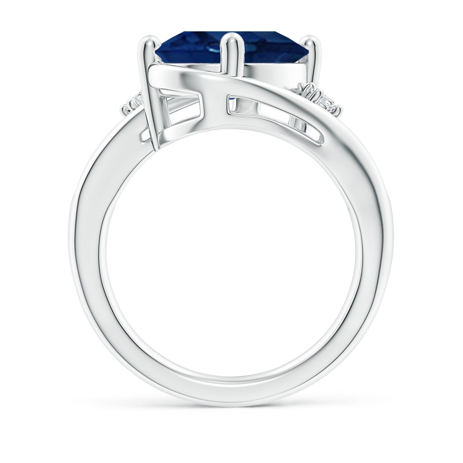 12x10mm AA Blue Sapphire and Diamond Split Shank Ring in P950 Platinum side 199