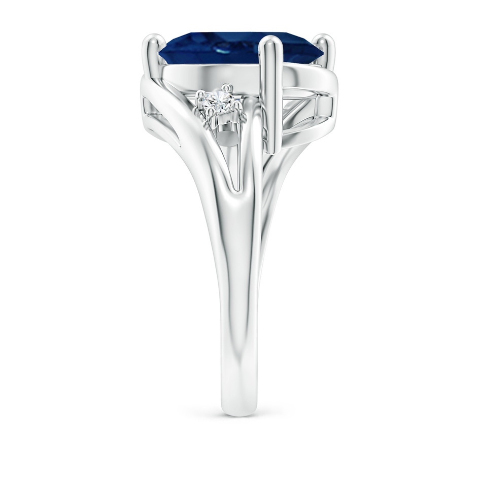 12x10mm AA Blue Sapphire and Diamond Split Shank Ring in P950 Platinum side 299