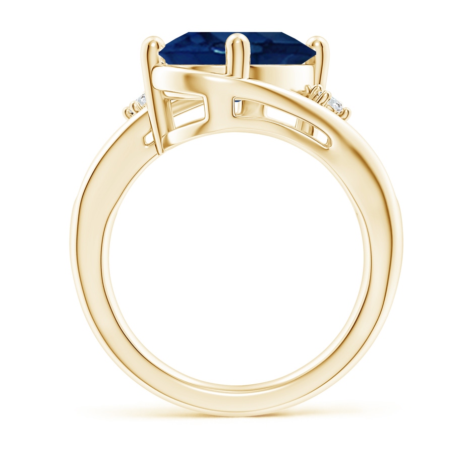 12x10mm AA Blue Sapphire and Diamond Split Shank Ring in Yellow Gold side 199