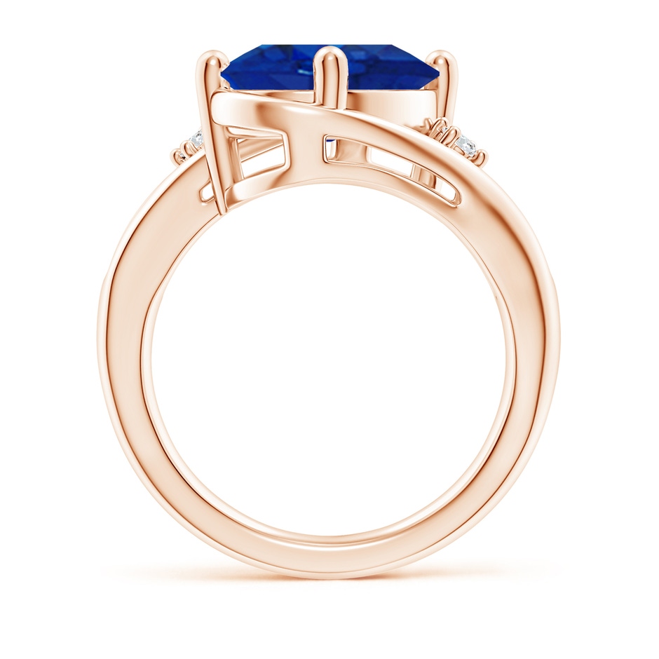 12x10mm AAA Blue Sapphire and Diamond Split Shank Ring in Rose Gold side 199