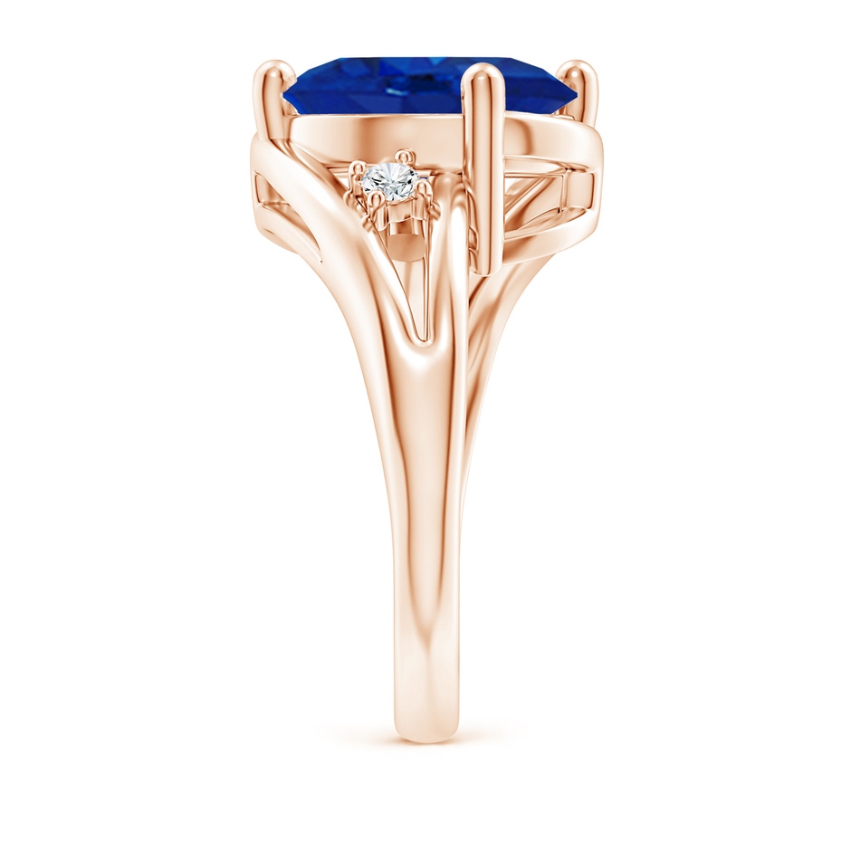12x10mm AAA Blue Sapphire and Diamond Split Shank Ring in Rose Gold side 299