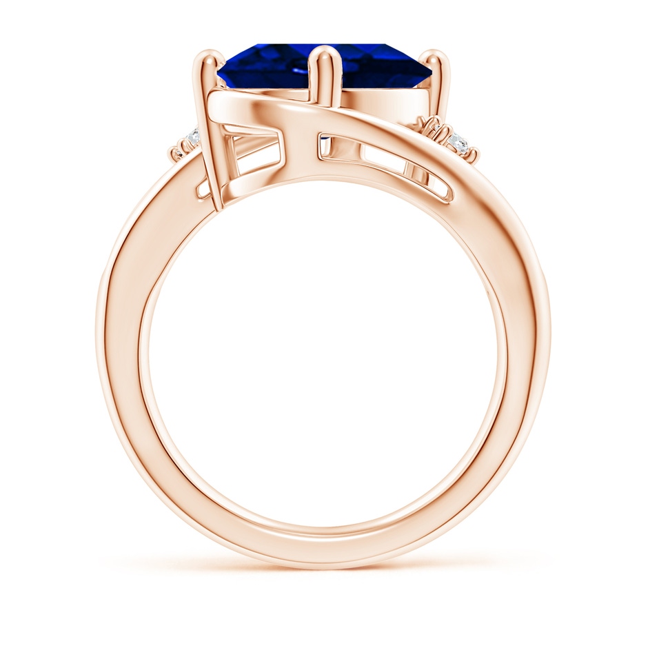 12x10mm Lab-Grown Blue Sapphire and Diamond Split Shank Ring in Rose Gold side 199