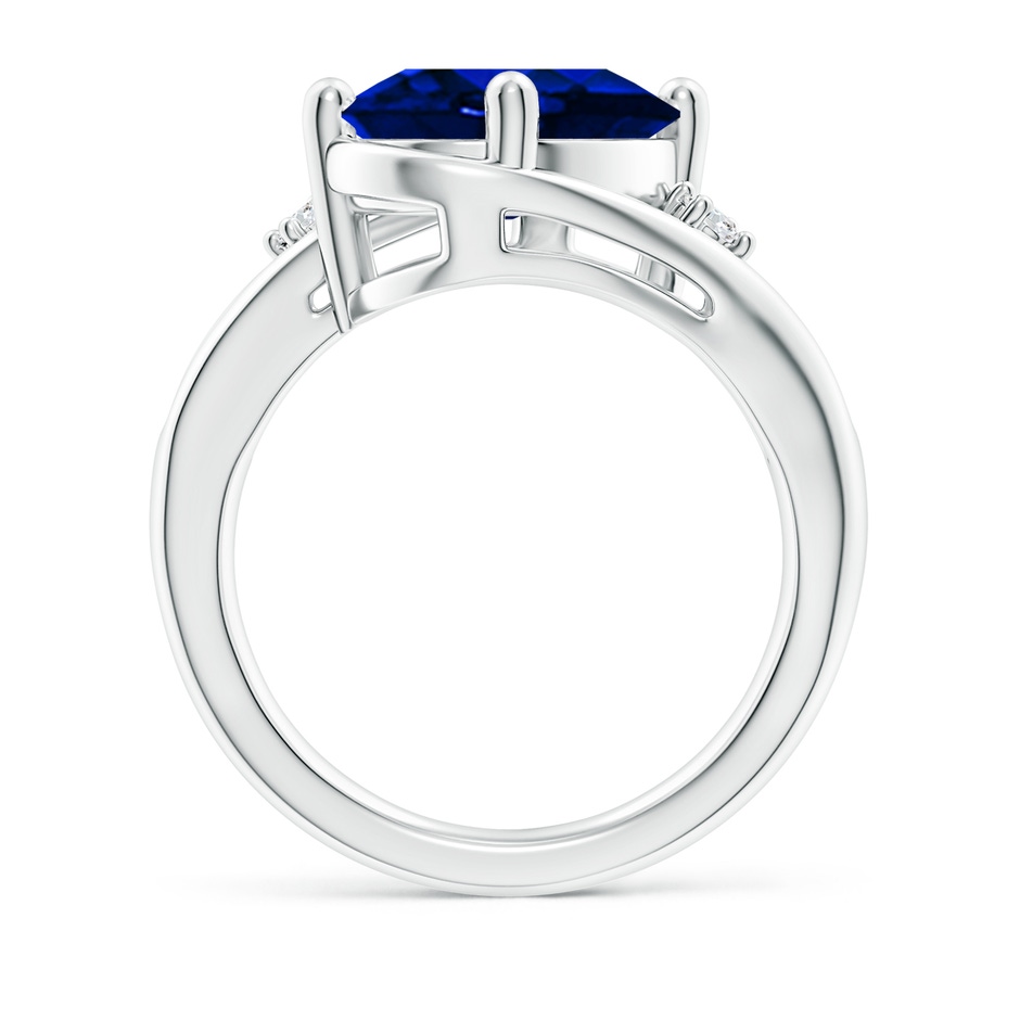 12x10mm Lab-Grown Blue Sapphire and Diamond Split Shank Ring in White Gold side 199