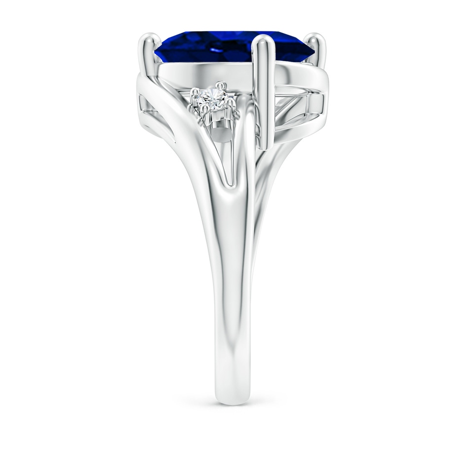 12x10mm Lab-Grown Blue Sapphire and Diamond Split Shank Ring in White Gold side 299