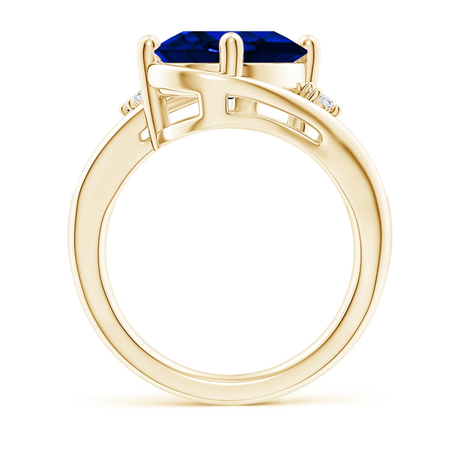 12x10mm Lab-Grown Blue Sapphire and Diamond Split Shank Ring in Yellow Gold side 199