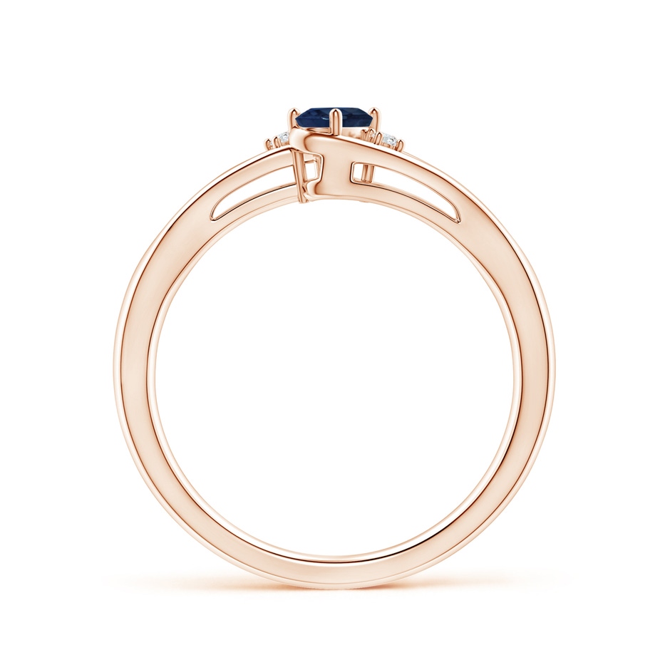 5x3mm AA Blue Sapphire and Diamond Split Shank Ring in Rose Gold side 199