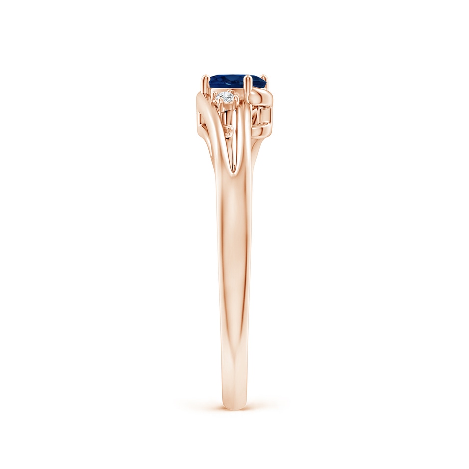 5x3mm AA Blue Sapphire and Diamond Split Shank Ring in Rose Gold side 299