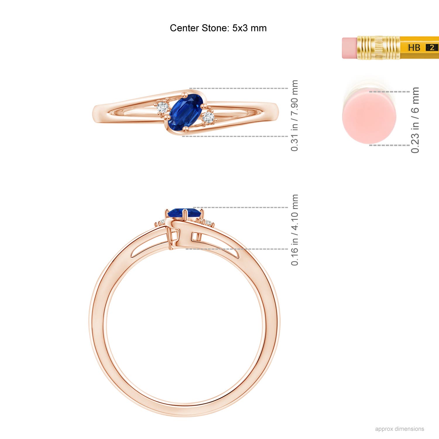 AAA - Blue Sapphire / 0.32 CT / 14 KT Rose Gold