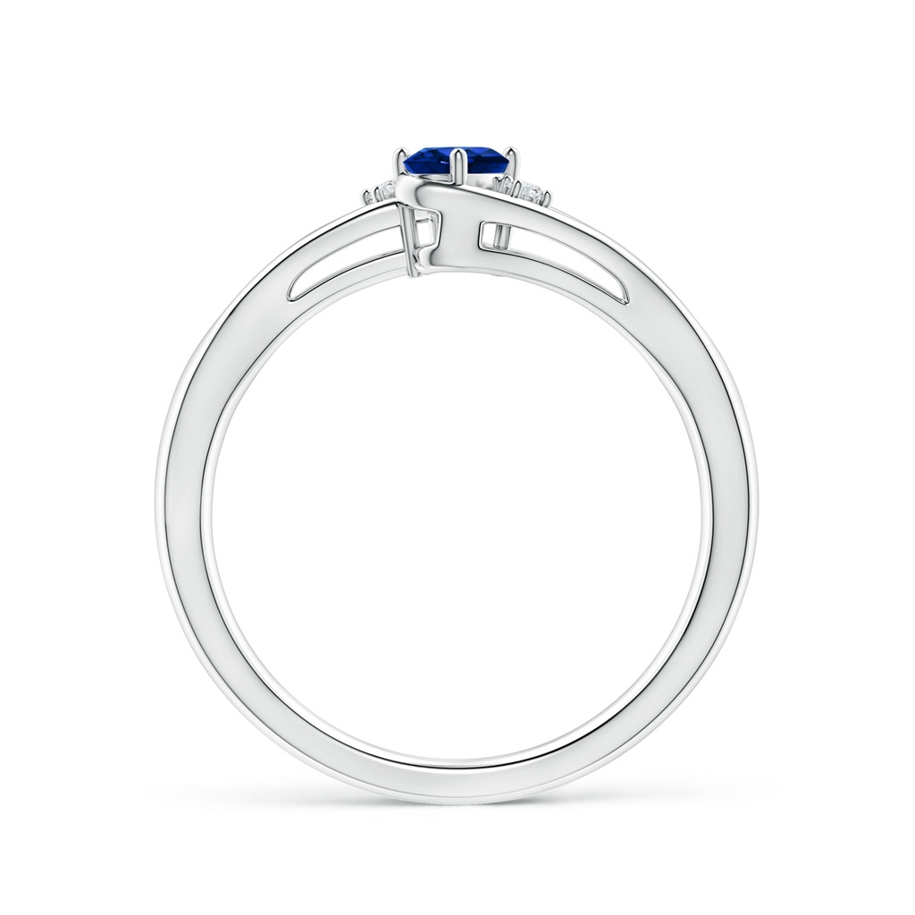 5x3mm AAAA Blue Sapphire and Diamond Split Shank Ring in P950 Platinum - side 199