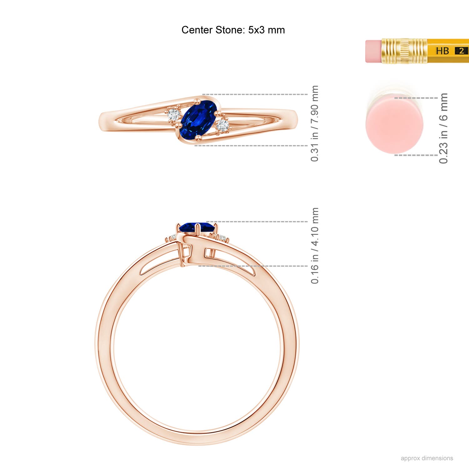 AAAA - Blue Sapphire / 0.32 CT / 14 KT Rose Gold