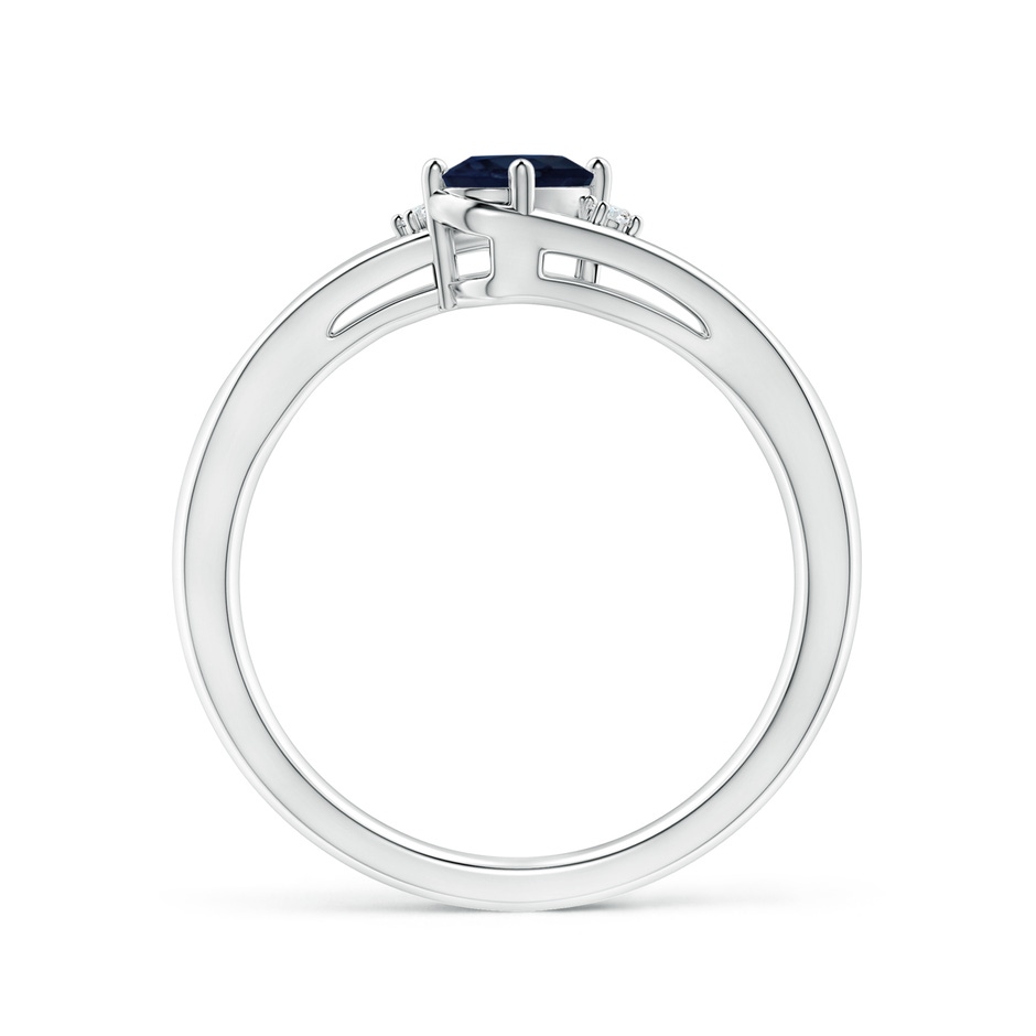 6x4mm A Blue Sapphire and Diamond Split Shank Ring in P950 Platinum side 199