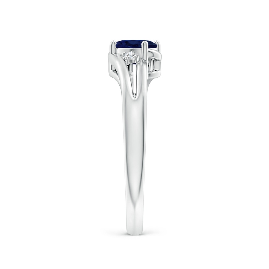 6x4mm A Blue Sapphire and Diamond Split Shank Ring in P950 Platinum side 299