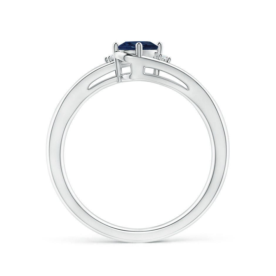 6x4mm AA Blue Sapphire and Diamond Split Shank Ring in White Gold side 199
