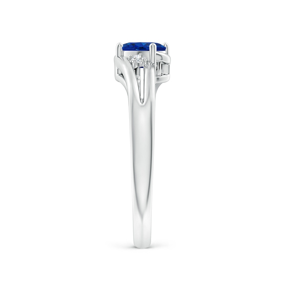 6x4mm AAA Blue Sapphire and Diamond Split Shank Ring in White Gold side 299