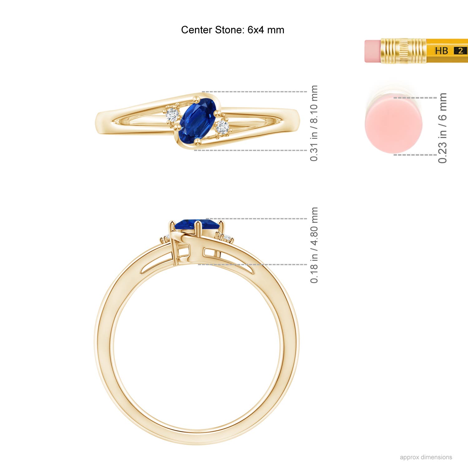 AAA - Blue Sapphire / 0.62 CT / 14 KT Yellow Gold