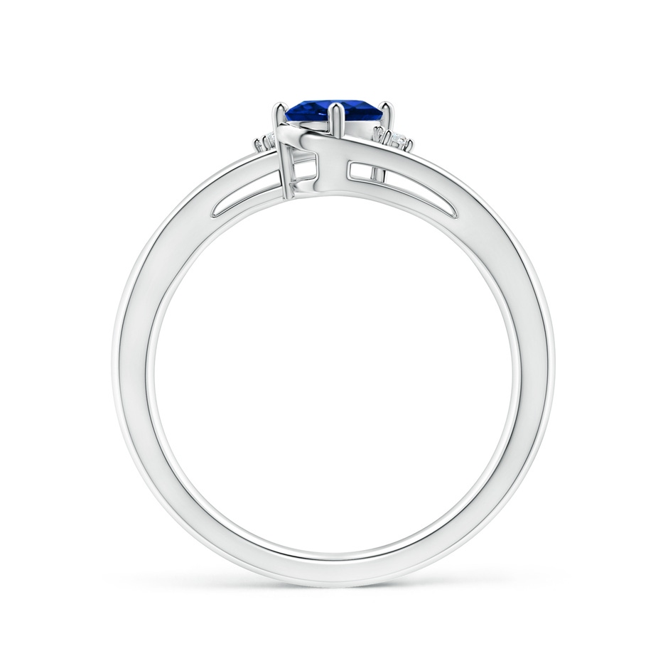 6x4mm Lab-Grown Blue Sapphire and Diamond Split Shank Ring in P950 Platinum side 199